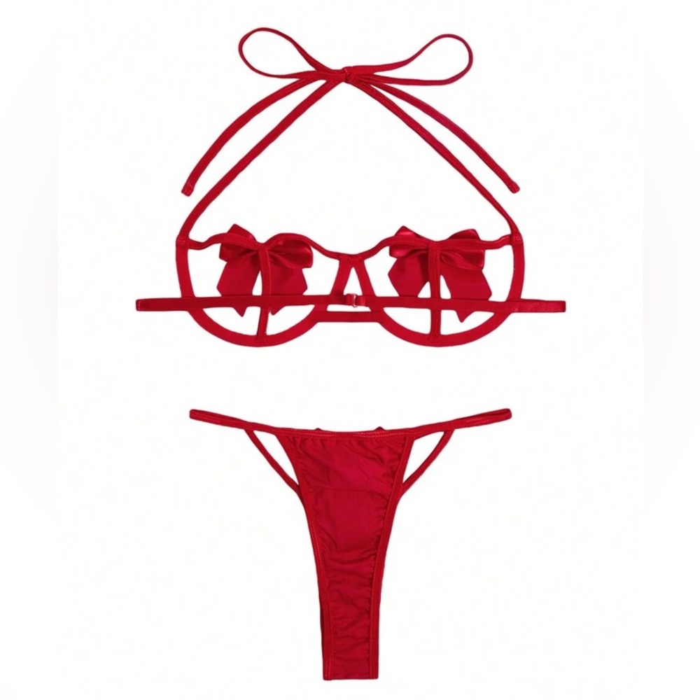 Red Bow Lingerie Set, Large